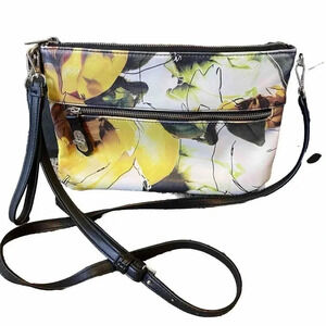 Reed Modern American Luxury Crossbody Wristlet Purse Yellow Abstract Floral